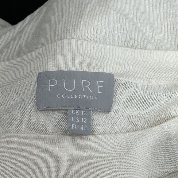 Pure Collection Silk Linen Ivory Pullover Sweater Size 12 - Picture 3 of 5